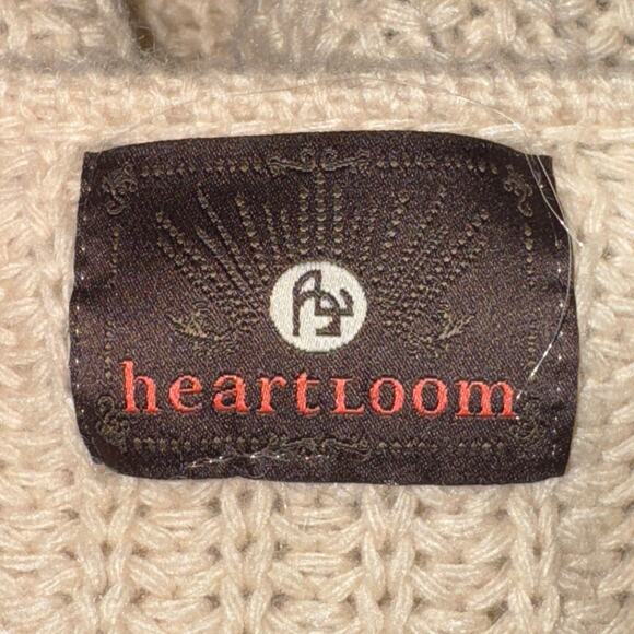 Heartloom Distressed Sweater Women's Size L Cream Wool Blend Tight Knit - Picture 4 of 5